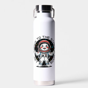 Cute astronaut back to the stars design water bottle