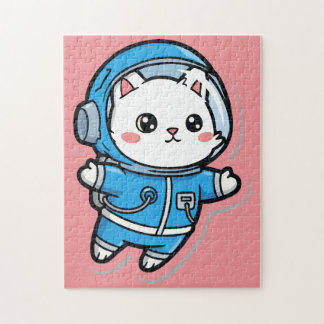 Cute Astronaut Cat Custom Photo Jigsaw Puzzle