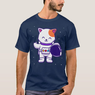 Cute Astronaut Cat Holding Helmet T-Shirt