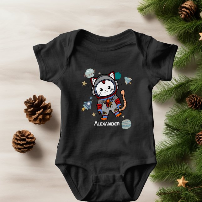 Cute astronaut cat in space  baby bodysuit (Creator Uploaded)