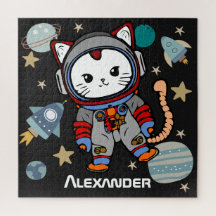 Cute astronaut cat in space 