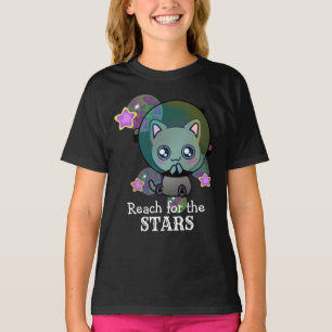 Cute Astronaut Cat in Space with Stars T-Shirt
