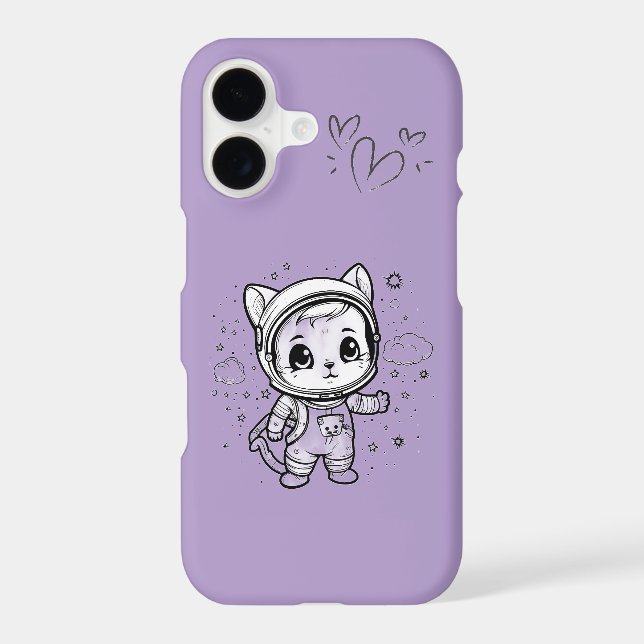 Cute Astronaut Cat iPhone 17 Case | Space Kitty De (Back)