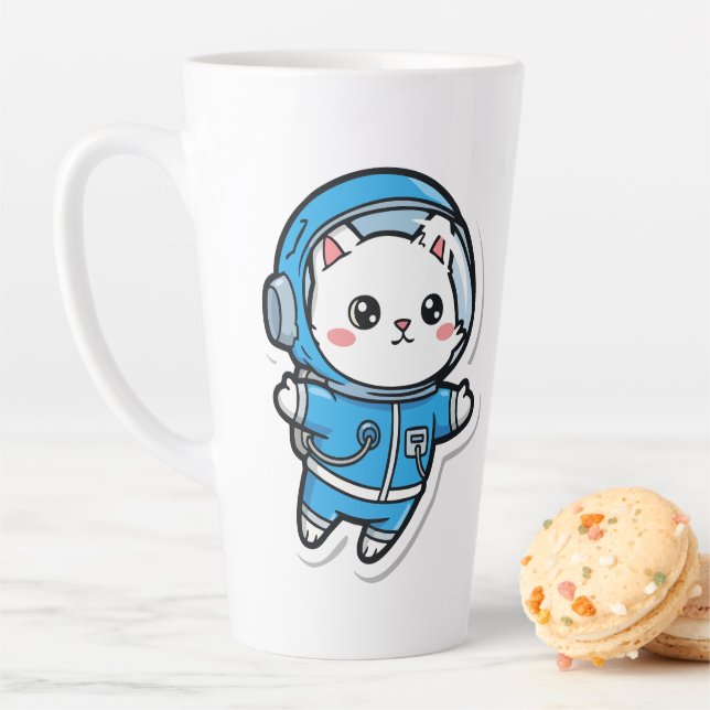 Cute Astronaut Cat Kawaii  Latte Mug (In Situ)