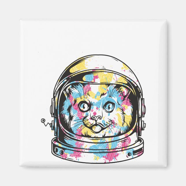 Cute astronaut Cat Magnet (Front)
