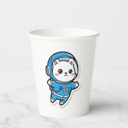Cute Astronaut Cat Paper Cups