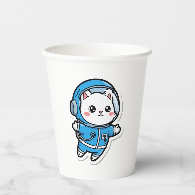 Cute Astronaut Cat Paper Cups (Front)