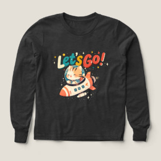 Cute astronaut cat riding rocket in space