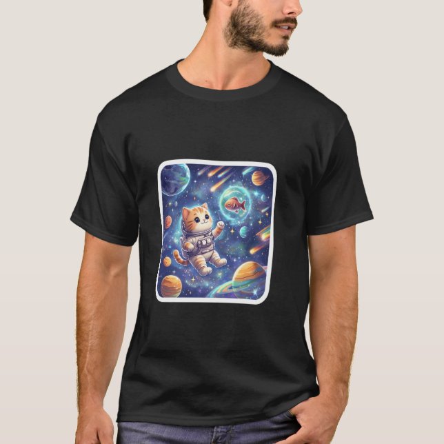 Cute Astronaut Cat T-Shirt (Front)