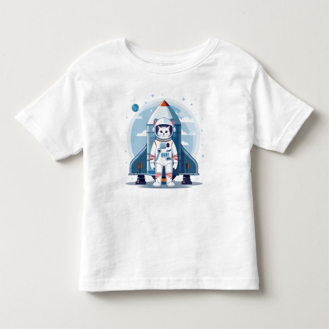 cute astronaut cat toddler T-Shirt (Front)