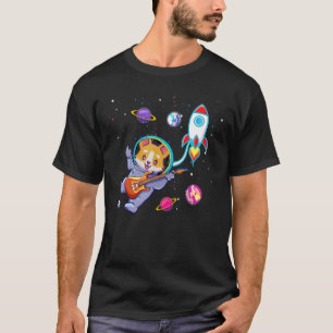 Cute Astronaut Corgi Playing Guitar Corginaut In S T-Shirt