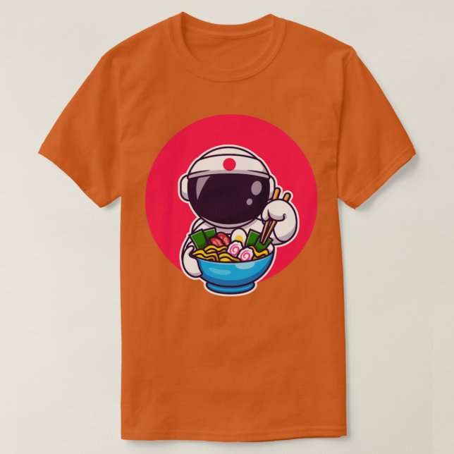 Cute Astronaut Eating Ramen T-Shirt (Design Front)