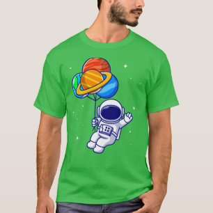 Cute Astronaut Floating With Planet balloons In Sp T-Shirt