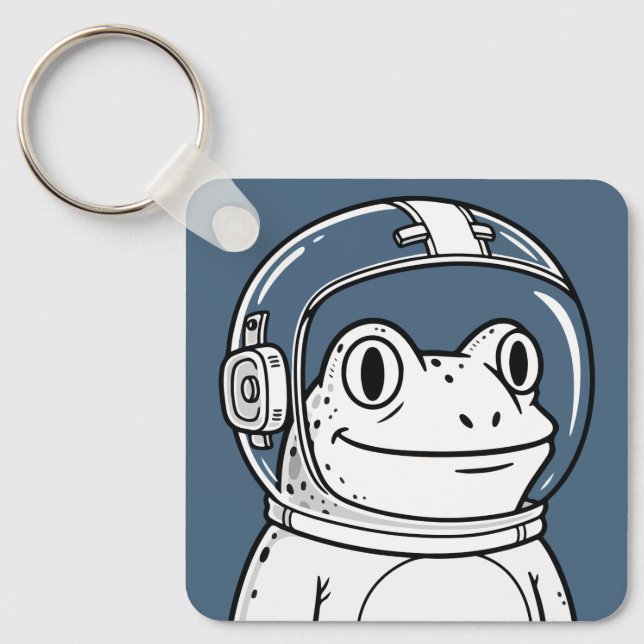 Cute Astronaut Frog Space Adventure  Key Ring (Front)