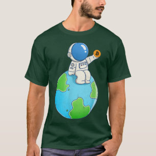Cute Astronaut Hodling Bitcoin Crypto Investor Gif T-Shirt