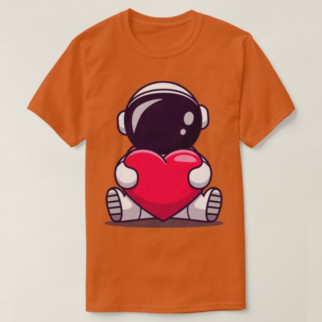 Cute Astronaut Holding Heart Love T-Shirt (Design Front)