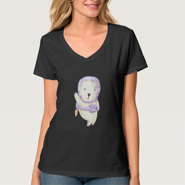 Cute Astronaut Ice Bear T-Shirt (Front)