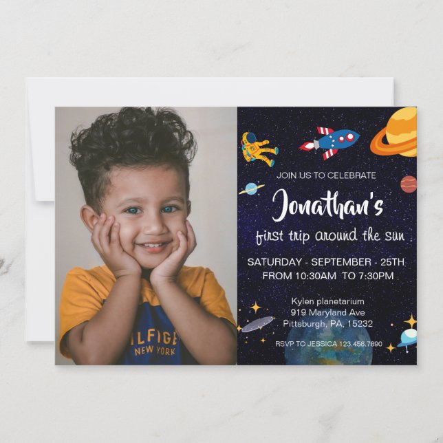 Cute Astronaut  Invitation (Front)