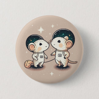 Cute Astronaut Mouse Couple 6 Cm Round Badge