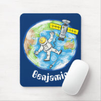 Cute astronaut outer space earth cartoon
