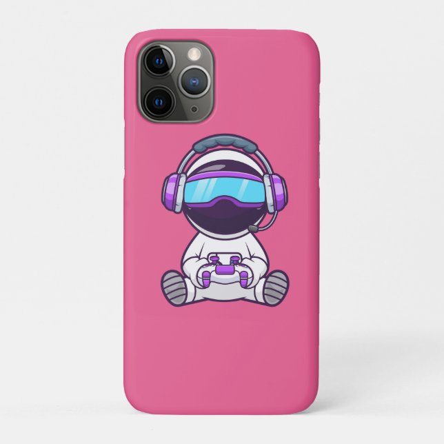 Cute Astronaut Playing VR Game Cartoon Case-Mate iPhone Case (Back)