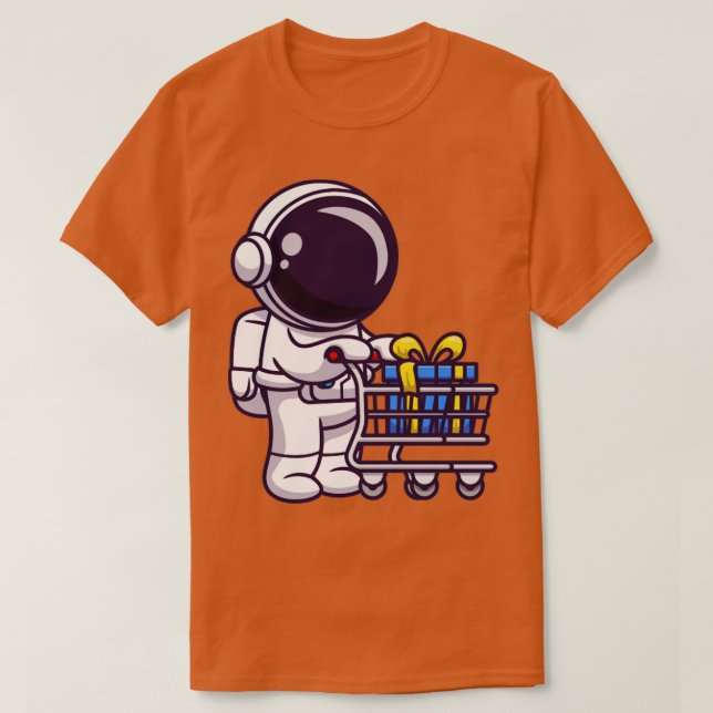 Cute Astronaut Push Trolley With Gift T-Shirt (Design Front)