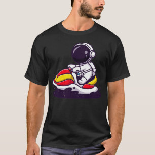 Cute Astronaut Riding Water Bike Jet Ski In Space T-Shirt