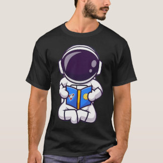 Cute Astronaut Sitting And Reading A Book. T-Shirt
