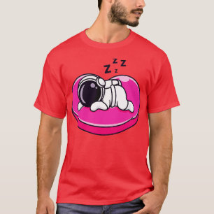 Cute Astronaut Sleeping On Pillow Love toon T-Shirt