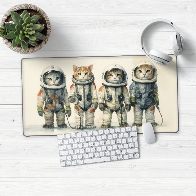 Cute Astronaut Space Cats Desk Mat (Cute Astronaut Space Cats Desk Mat Mouse Pad)