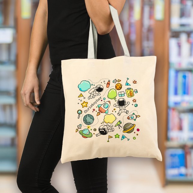 Cute Astronaut Space Planets Custom Tote Bag (Creator Uploaded)