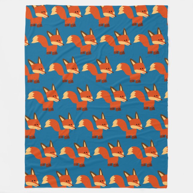 Cute Astute Cartoon Fox fleece Blanket (Front)