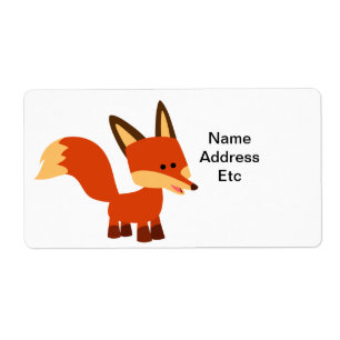 Cute Astute Cartoon Fox Shipping Label