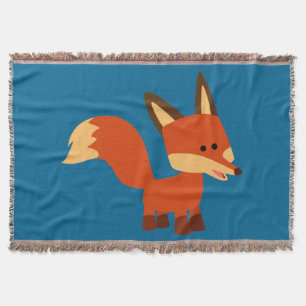 Cute Astute Cartoon Fox Throw Blanket