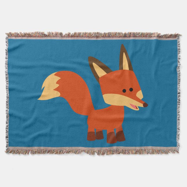 Cute Astute Cartoon Fox Throw Blanket (Front)