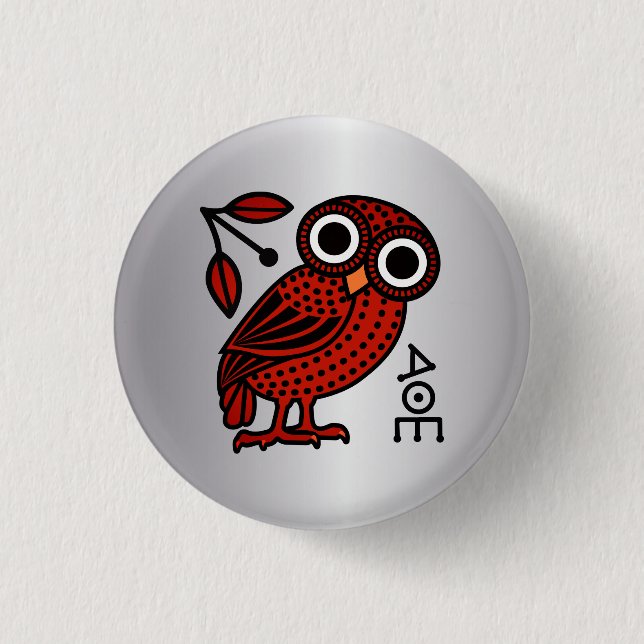Cute Athenian Owl Tetradrachm Coin Ancient Greek 3 Cm Round Badge (Front)