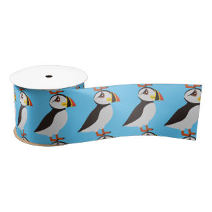Cute Atlantic puffin design Thunder_Cove Satin Ribbon