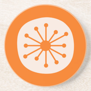 Cute Atomic Age Mid Century Atomic Dot Orange Coaster