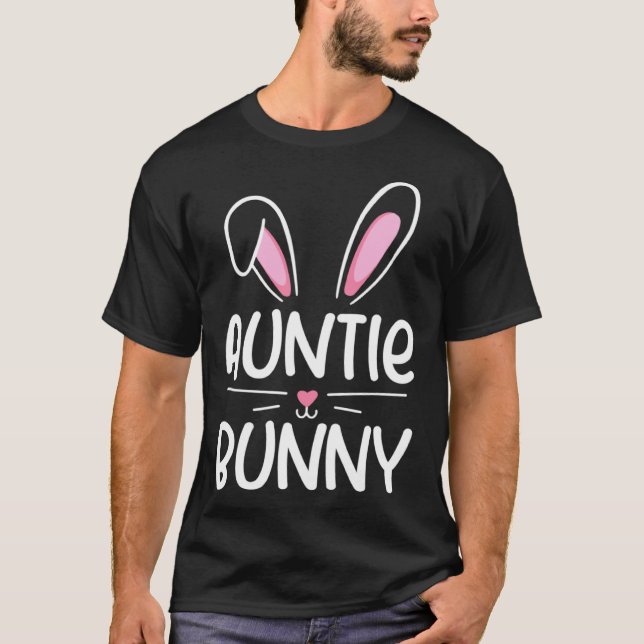 Cute Auntie Bunny Happy Easter Day Men Women Match T-Shirt (Front)