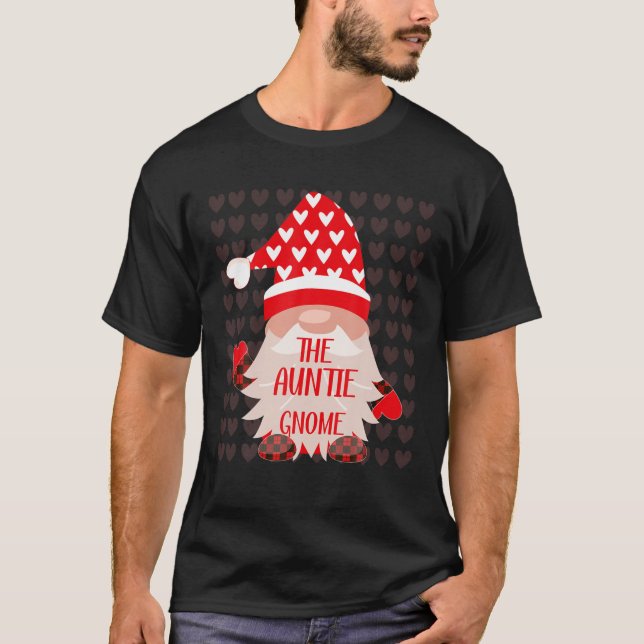 Cute Auntie Gnome Family Matching Valentine's Day T-Shirt (Front)