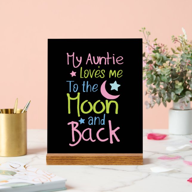 Cute Auntie love moon back unisex nursery Acrylic Sign (Wedding)