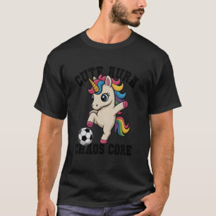 Cute Aura Soccer Unicorn Chaos Core Just Girl Who T-Shirt