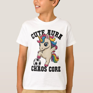 Cute Aura Soccer Unicorn Chaos Core Just Girl Who T-Shirt
