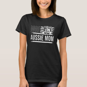 Cute AUSSIE dog pet owner MOM US flag theme T-Shirt