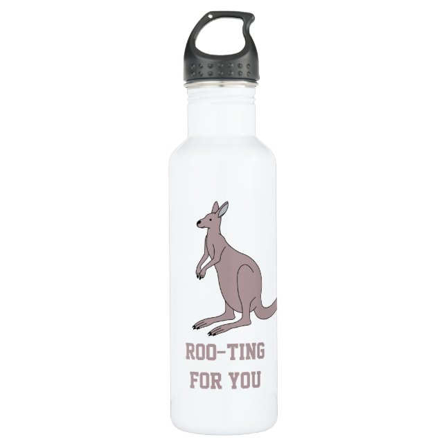 Cute Aussie Funny Kangaroo Pun Roo-ting For You 710 Ml Water Bottle (Front)