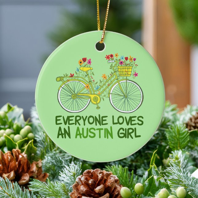Cute Austin Girl Bicycle Ceramic Tree Decoration (Creator Uploaded)
