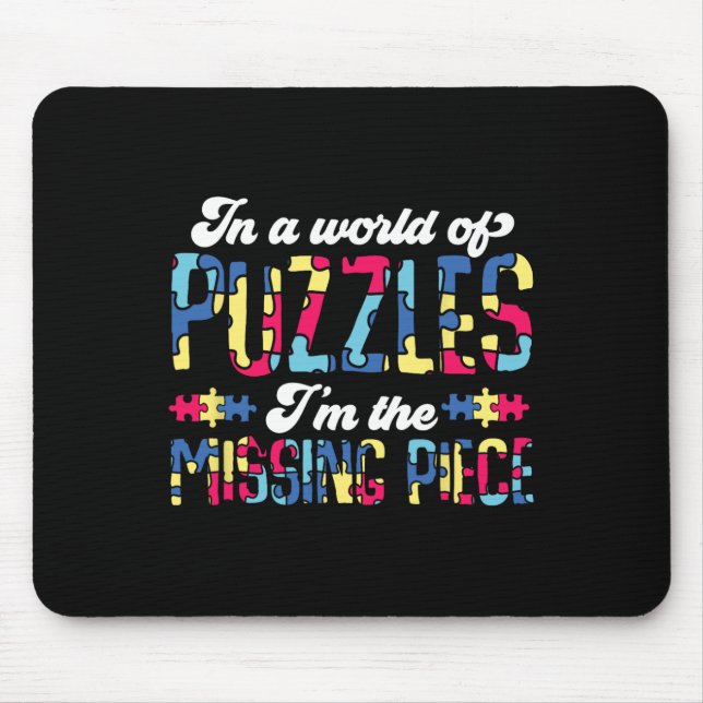 Cute Austism Awareness Present Groovy Puzzle Missi Mouse Pad (Front)
