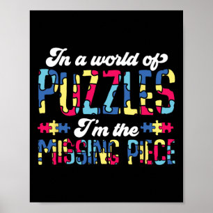 Cute Austism Awareness Present Groovy Puzzle Missi Poster