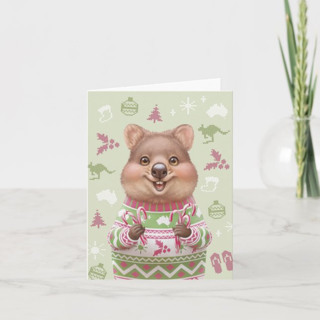 Cute Australian Animal Christmas Card - Quokka (Front)