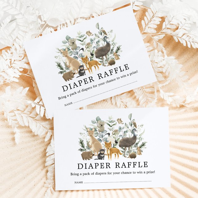 Cute Australian Animals Eucalyptus Diaper Raffle Enclosure Card (Creator Uploaded)